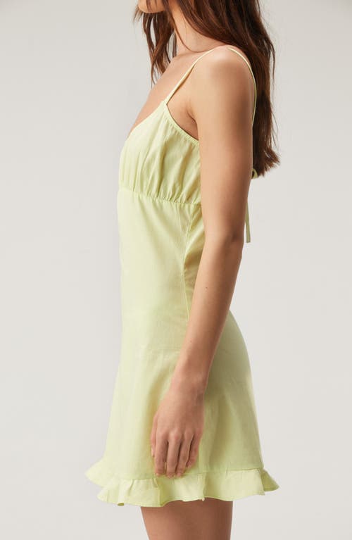 Shop Nasty Gal Ruffle Hem Open Back Cotton Minidress In Pistachio