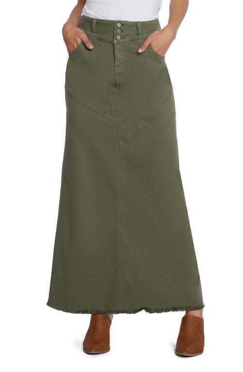 Pieced Denim Maxi Skirt in Dusty Green
