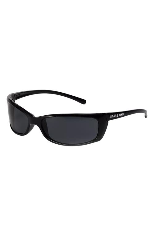 Shop Fifth & Ninth Rocket 67mm Polarized Wraparound Sunglasses In Black/black