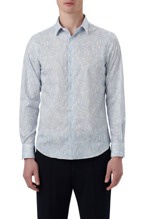 Bugatchi Julian Shaped Fit Floral Stretch Cotton Button-Up Shirt Air Blue at Nordstrom,