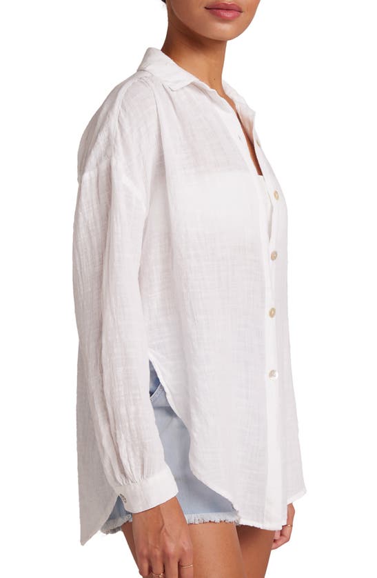 Shop Bella Dahl Flowy Cotton Blend Button-up Shirt In White