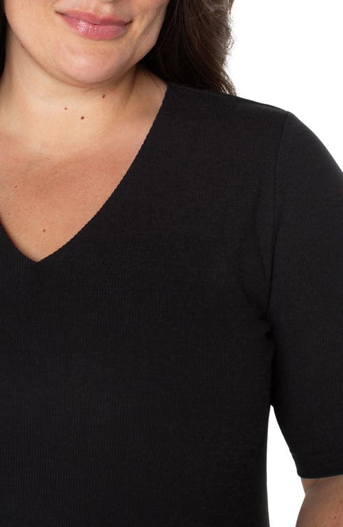 Liverpool Double Layer V-neck Top In Black