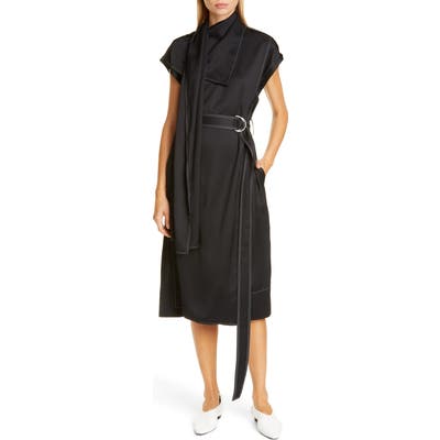 Proenza Schouler Drape Neck Scarf Midi Dress, Black