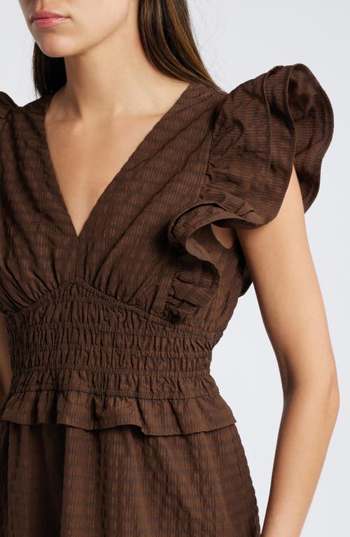 Shop Moon River Ruffle Midi Dress In Brown