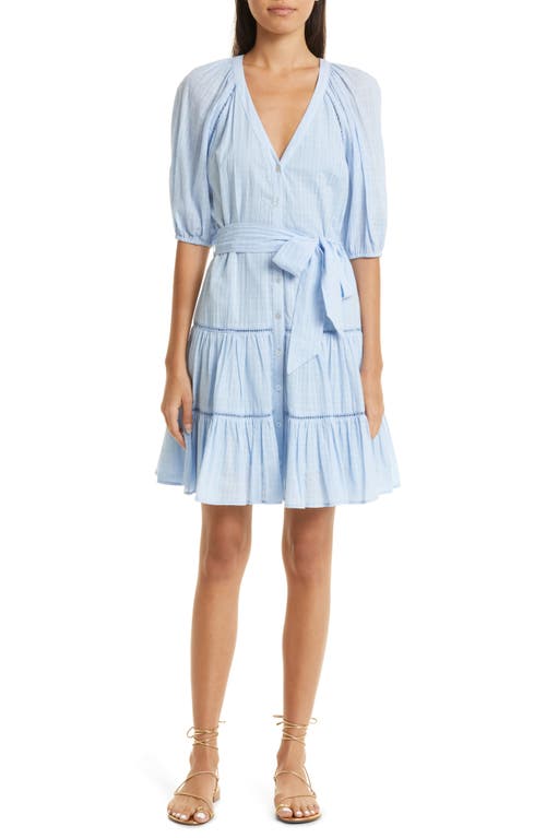 Veronica Beard Dewey Cotton Button-Up Dress in Blue Mist
