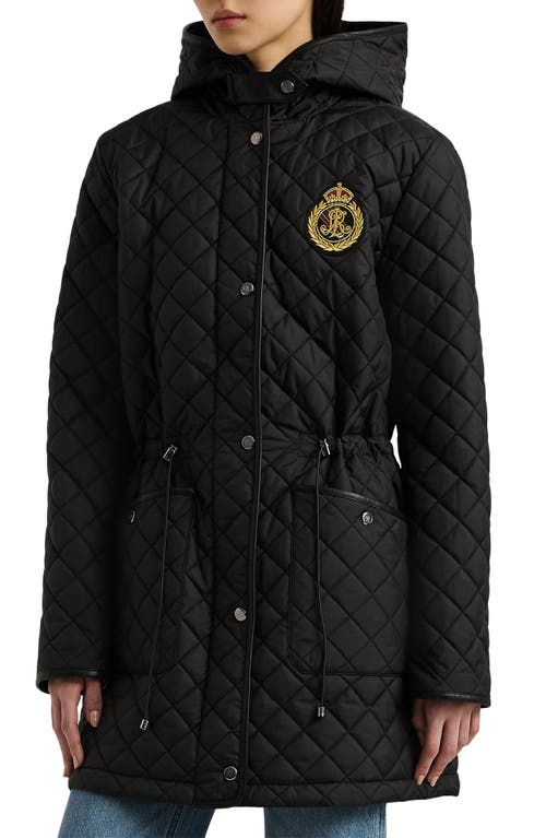 Lauren Ralph Lauren Crest Logo Quilted Coat In Black