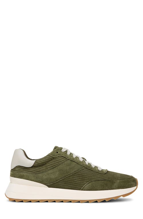 Shop Vince Edric Corduroy Textured Suede Sneaker In Olive Smoke