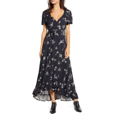 Lira Clothing Azalea Floral Print Wrap Maxi Dress, Black