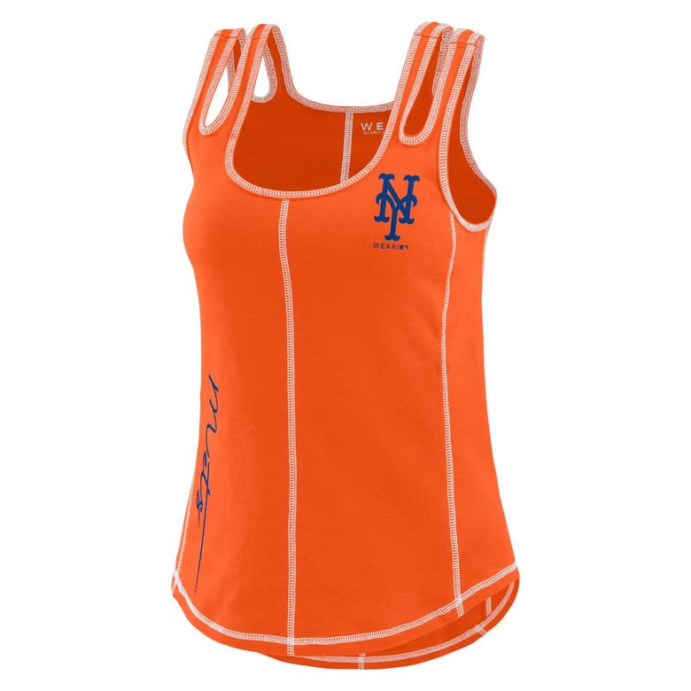 Wear By Erin Andrews Orange New York Mets Contrast Stitch Tank Top In Orange