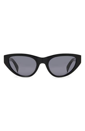 Rag & Bone 54mm Polarized Cat Eye Sunglasses In Black