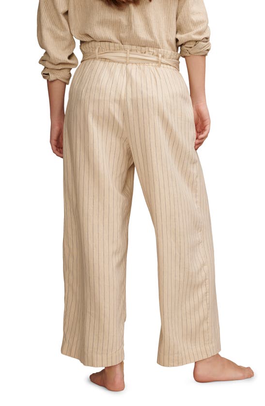 Shop Lucky Brand Cotton Blend Paperbag Pants In Cream Stripe