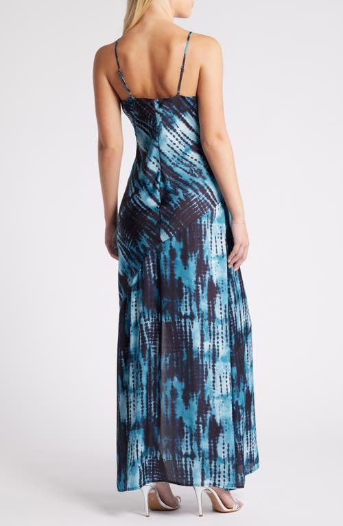 Shop Chelsea28 Print Satin Maxi Dress In Navy Multi