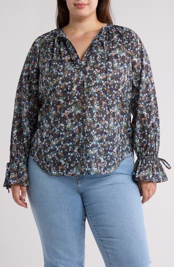 Joie Cecarina Printed Blouse In Navy Blazer Multi