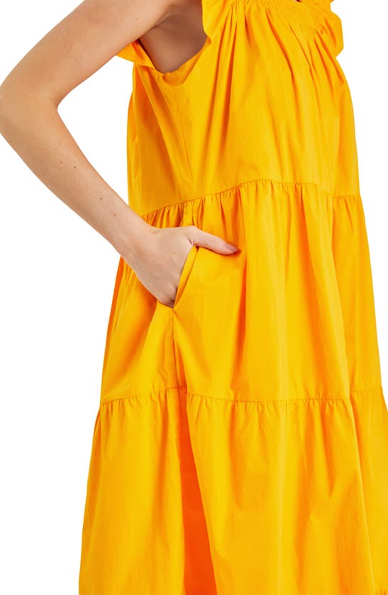 Shop English Factory Ruffle Detail Midi Dress In Orange