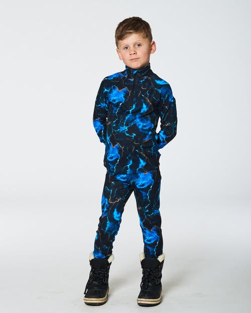 Deux Par Deux Two Piece Thermal Underwear Set Black Printed Storm - Little Kid In Printed Storm