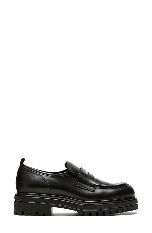 Shop La Canadienne Tray Waterproof Platform Penny Loafer In Black Leather