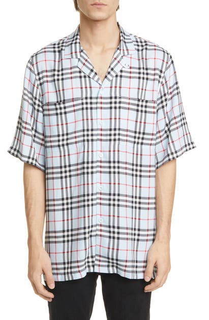 BURBERRY RAYMOUTH CHECK SHORT SLEEVE BUTTON-UP SHIRT,8025821