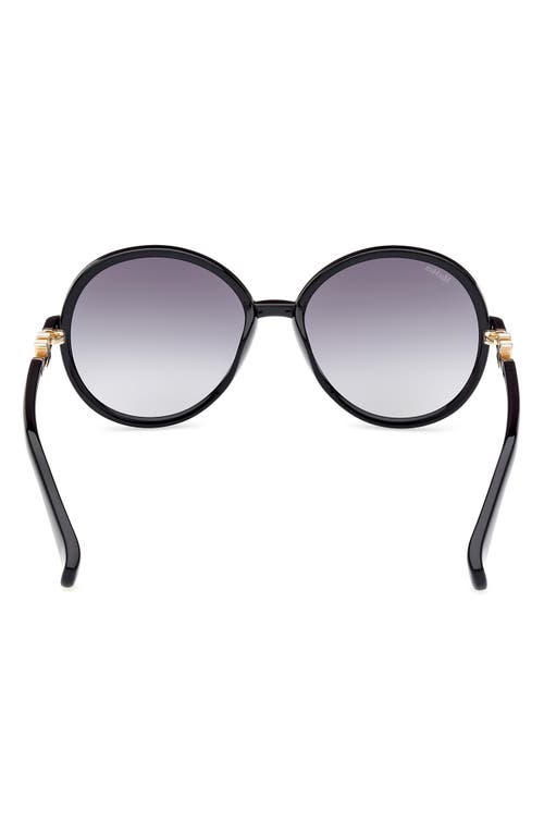 Shop Max Mara 58mm Gradient Round Sunglasses In Shiny Black/gradient Smoke