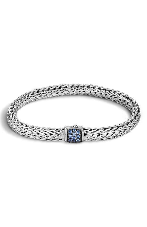 Classic Chain 6.5mm Bracelet in Silver/Blue Sapphire