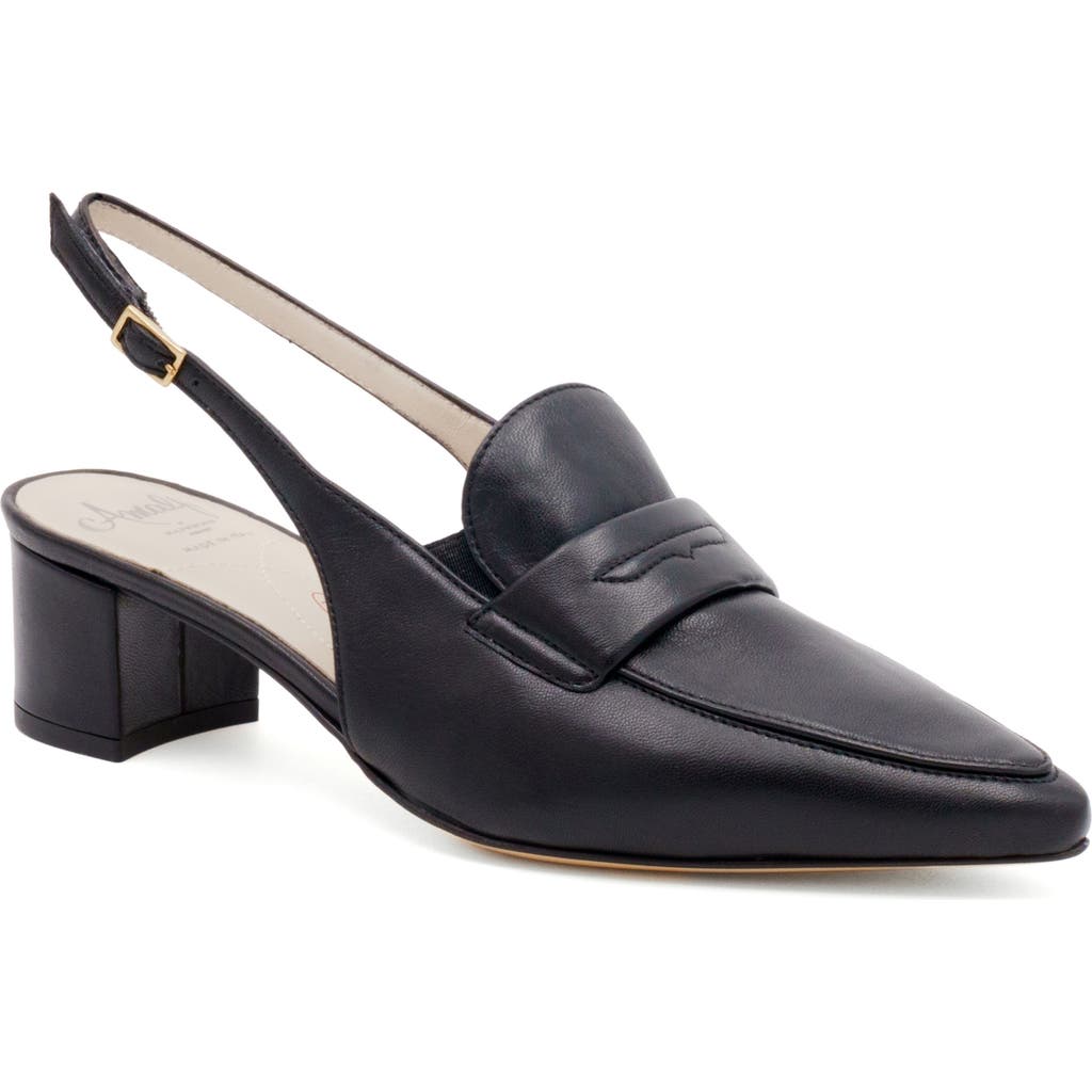 Amalfi By Rangoni Poseidone Slingback Pointed Toe Loafer Pump In Black Parmasoft