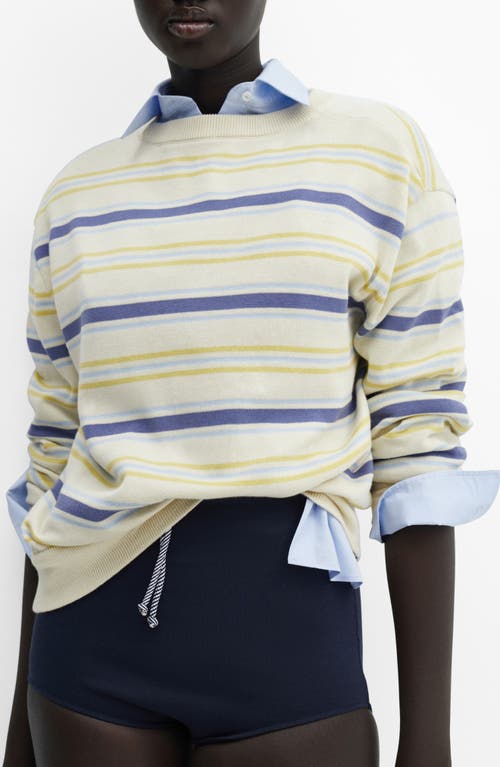 MANGO Virginia Stripe Cotton Sweater Light Beige at Nordstrom,