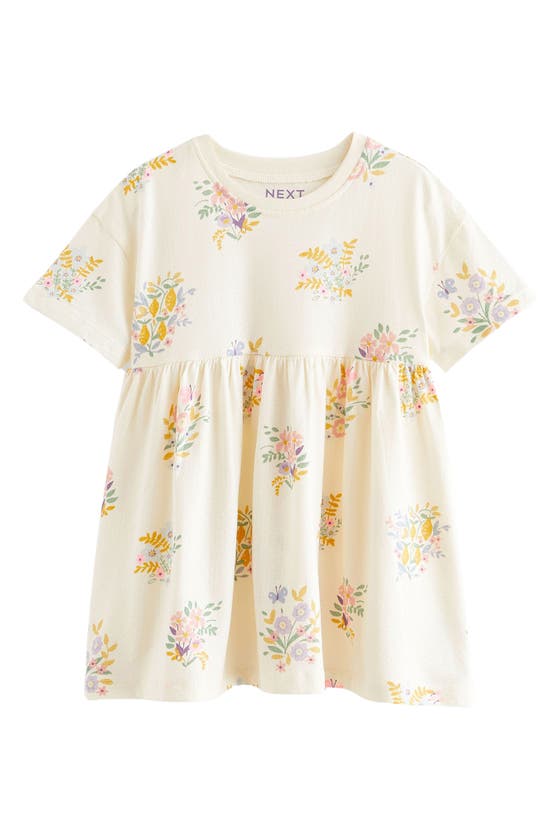 Shop Next Kids' Floral Cotton Dress In Natural