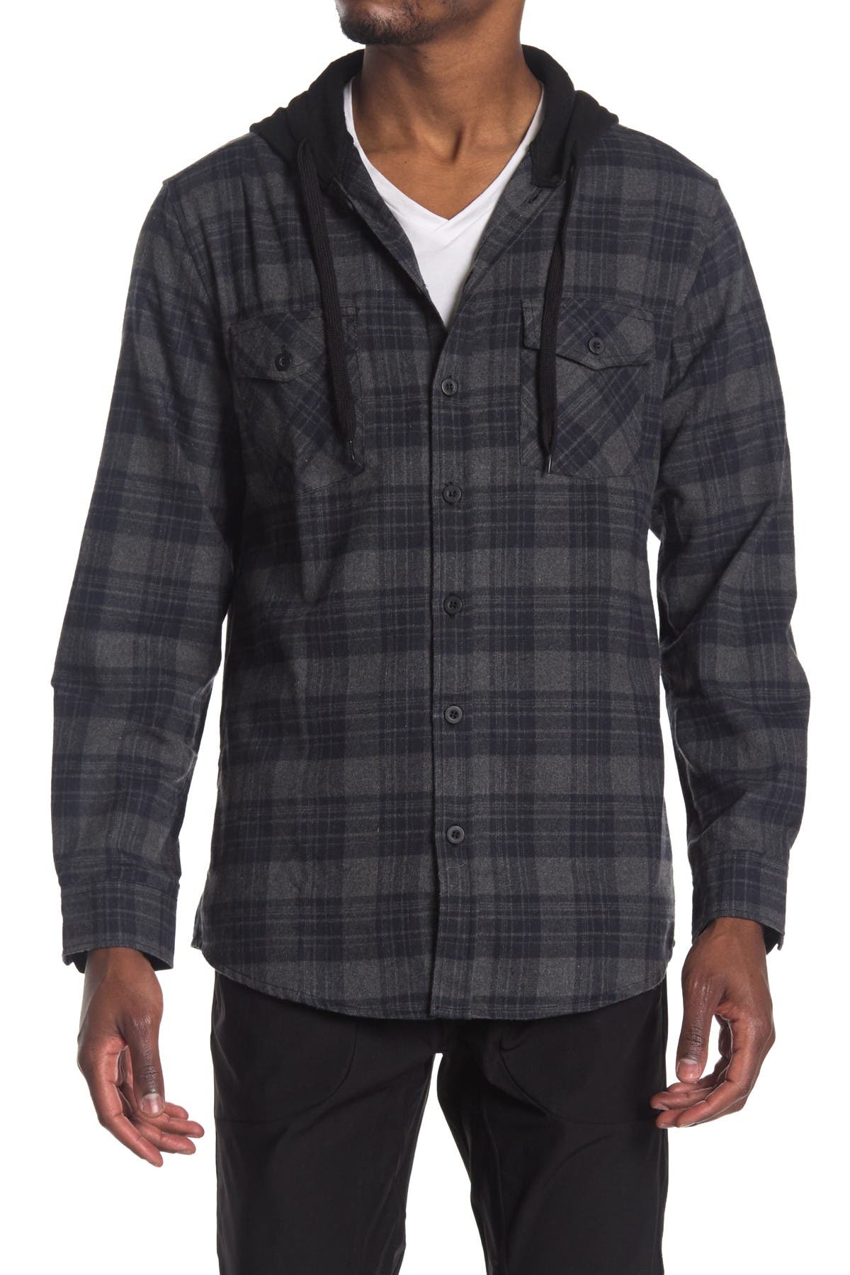 plaid flannel hooded shirt