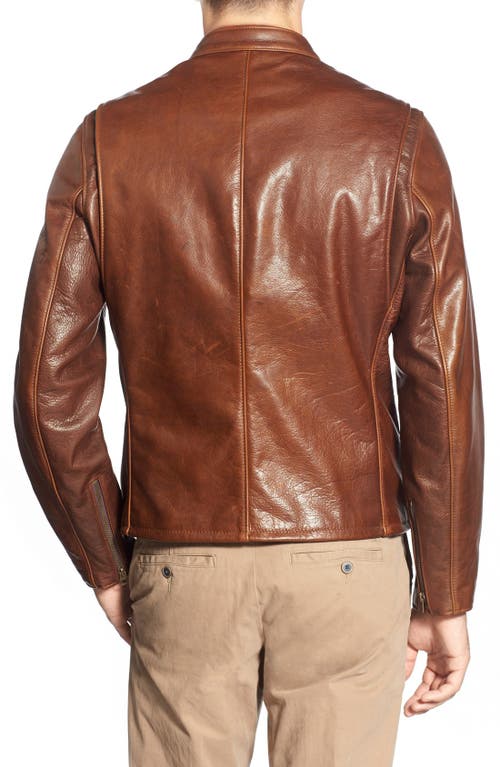 Shop Schott Nyc Café Racer Oil Tanned Leather Moto Jacket In Brown/brown