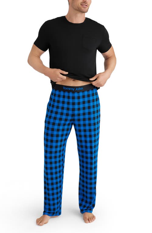 Shop Tommy John Second Skin Pajama Pants In Blue Buffalo Check