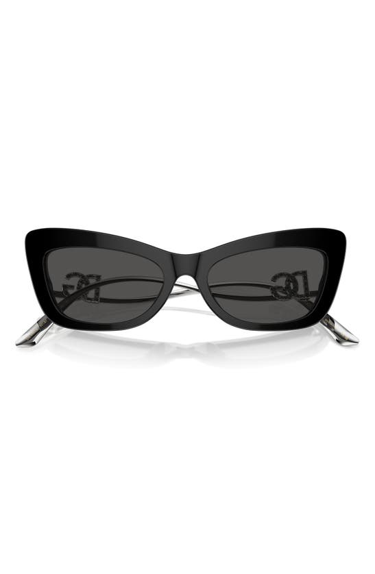 Dolce & Gabbana 55mm Cat Eye Sunglasses In Black
