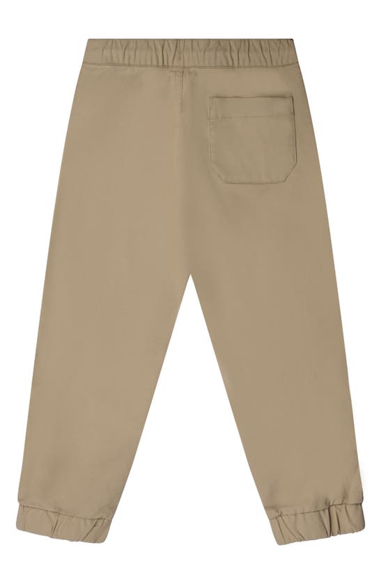Shop Brooks Brothers Kids' Drawstring Cotton Twill Joggers In Sand