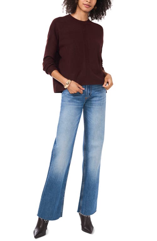 Shop Vince Camuto Cropped Crewneck Sweater In Port