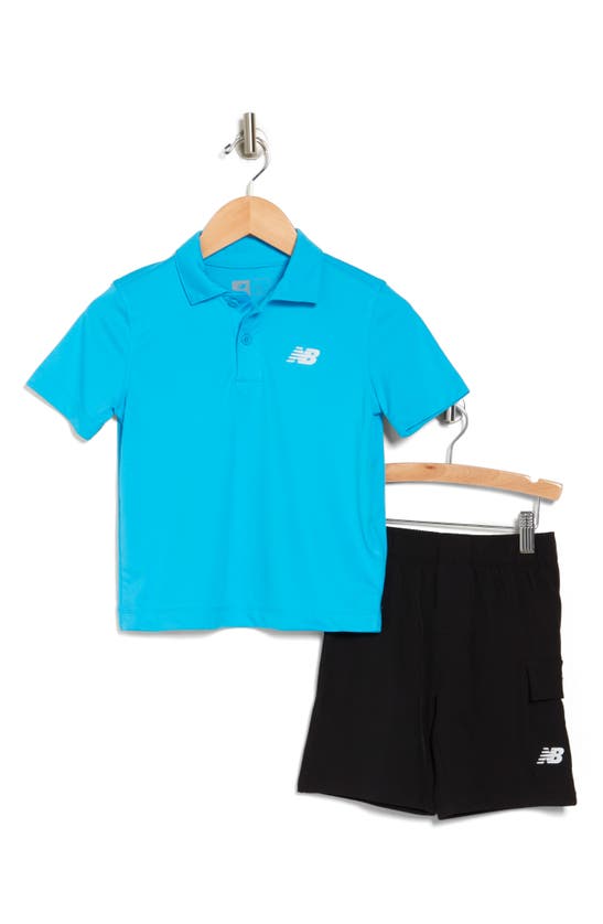 Shop New Balance Kids' Polo & Shorts In Spice Blue