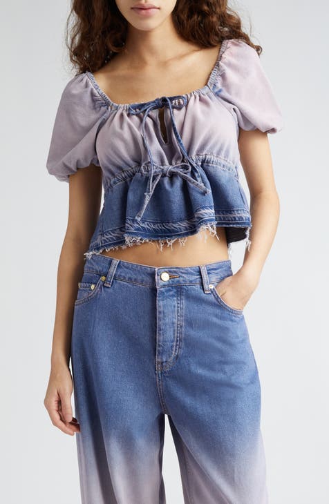 Future Puff Sleeve Ombré Denim Top