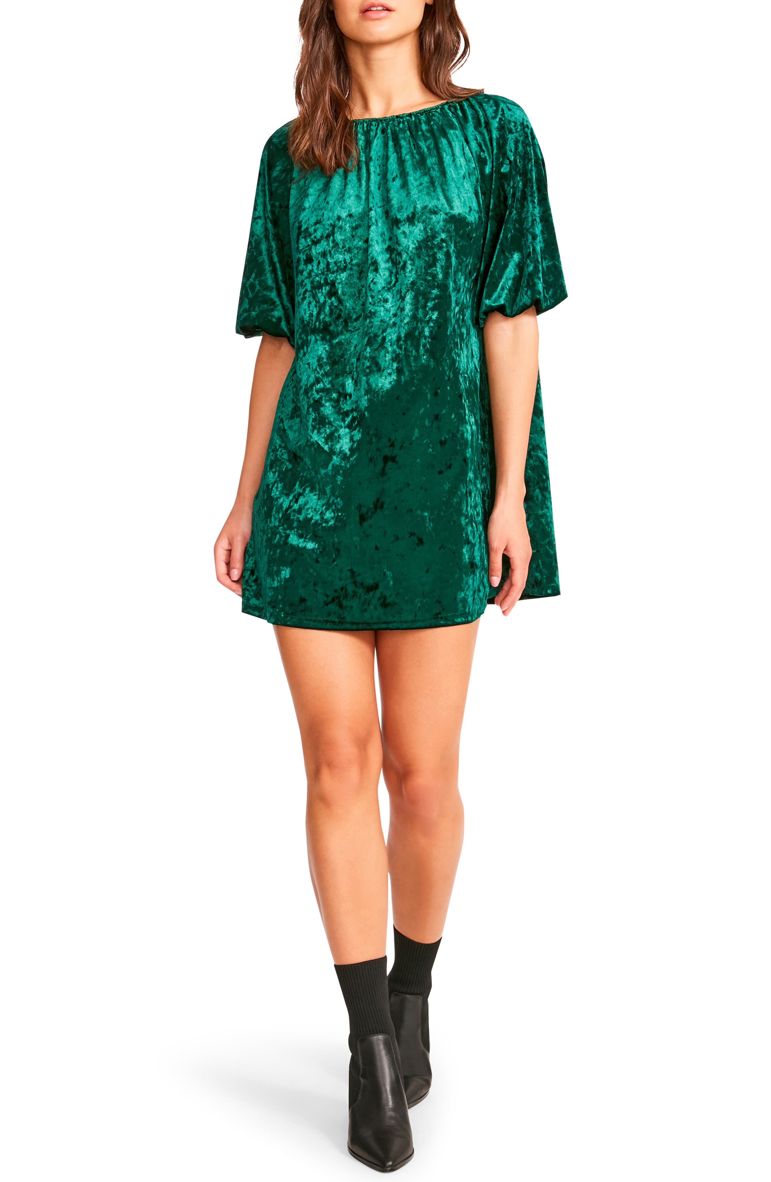 velvet green mini dress