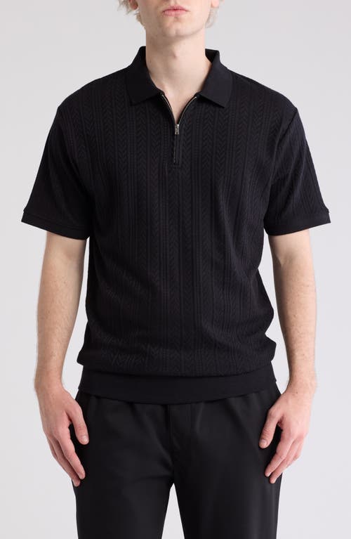 Shop Denim And Flower Jacquard Half Zip Sweater In Black