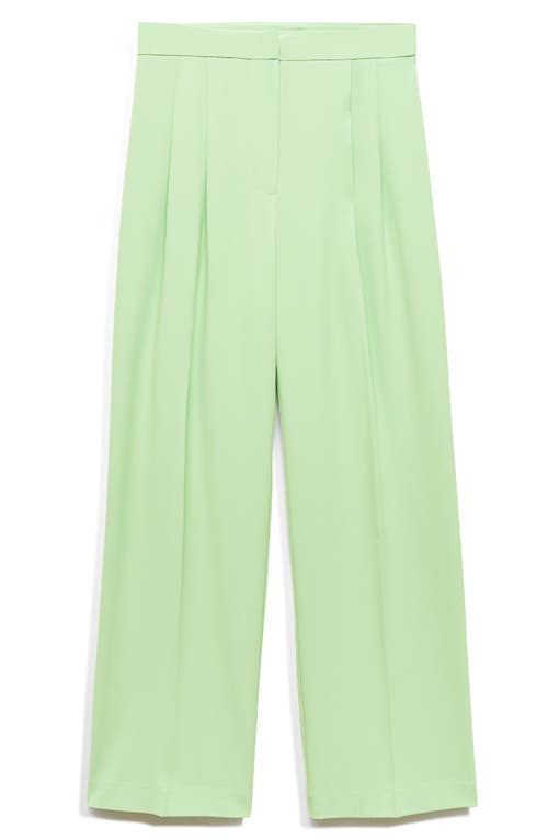 Shop Mango Pleated Wide Leg Pants In Green