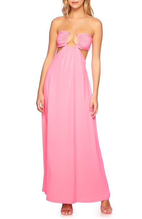 U Wire Cutout Strapless Maxi Dress in Shocking Pink
