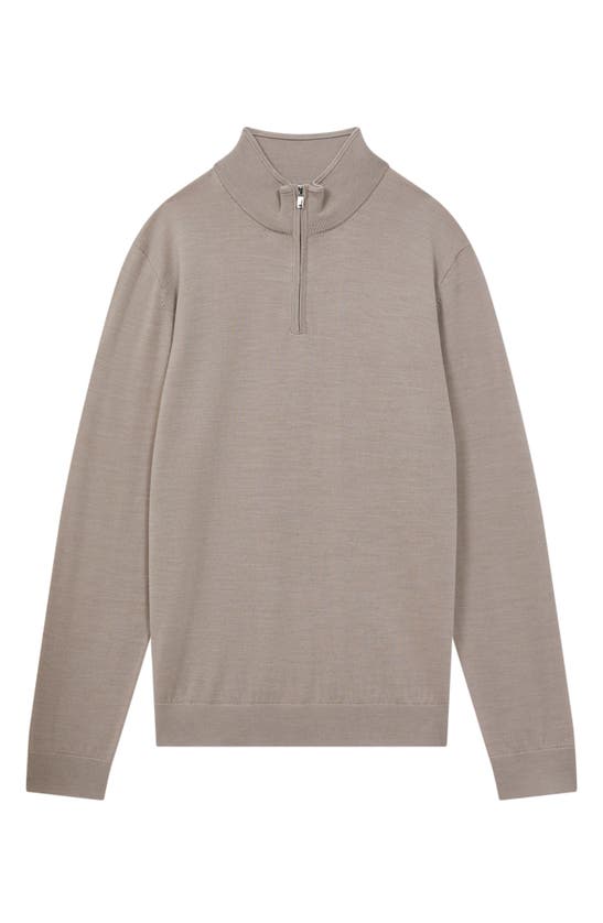 Reiss Blackhall Quarter Zip Wool Sweater In Mink