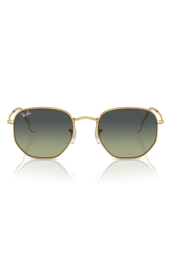 Ray Ban Blue Light Blocking 51mm Round Optical Glasses In Gold Flash