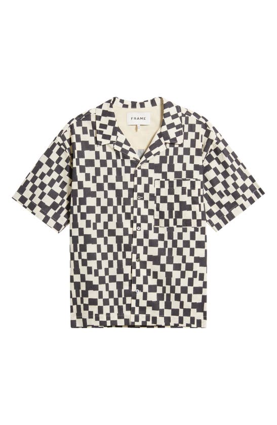 Shop Frame Geometric Print Lyocell & Cotton Camp Shirt In Dark Navy