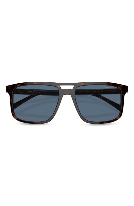 Prada 58mm Rectangular Sunglasses In Brown/ Dark Blue