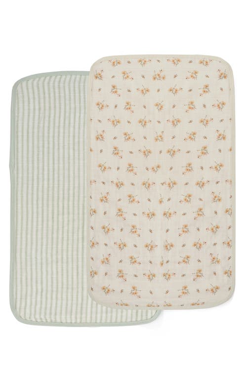 Oilo 2-Pack Organic Cotton Muslin Burp Cloths in Eggshell/Sea at Nordstrom