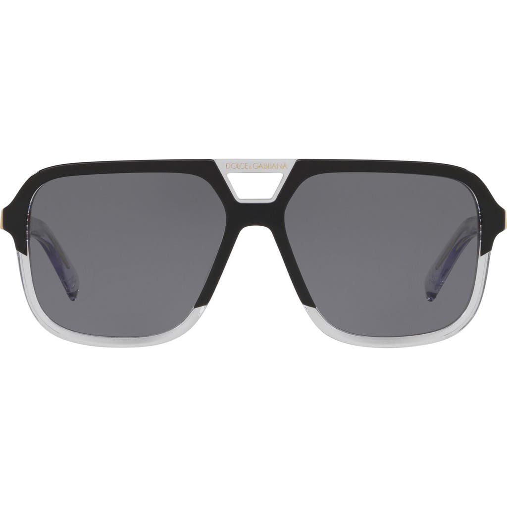 Dolce & Gabbana Dolce&gabbana 58mm Polarized Square Sunglasses In Matte Black/grey