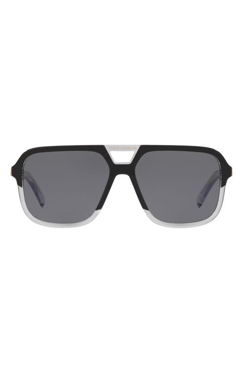 Dolce & Gabbana 58mm Polarized Square Sunglasses in Matte Black/Grey at Nordstrom