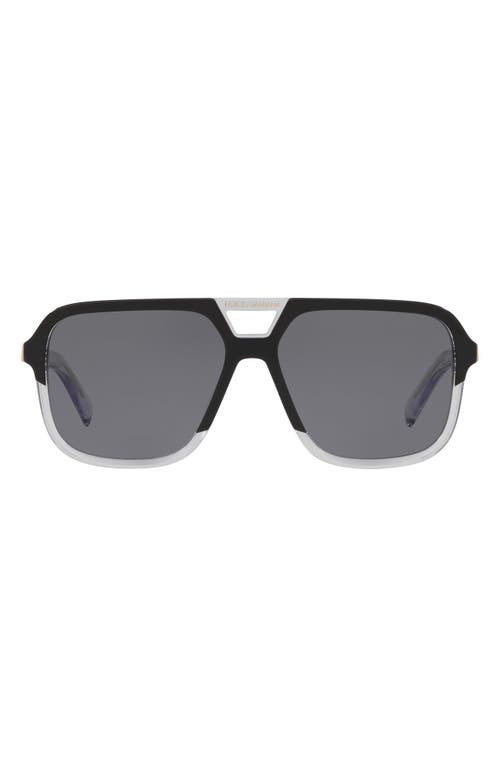 Shop Dolce & Gabbana Dolce&gabbana 58mm Polarized Square Sunglasses In Matte Black/grey