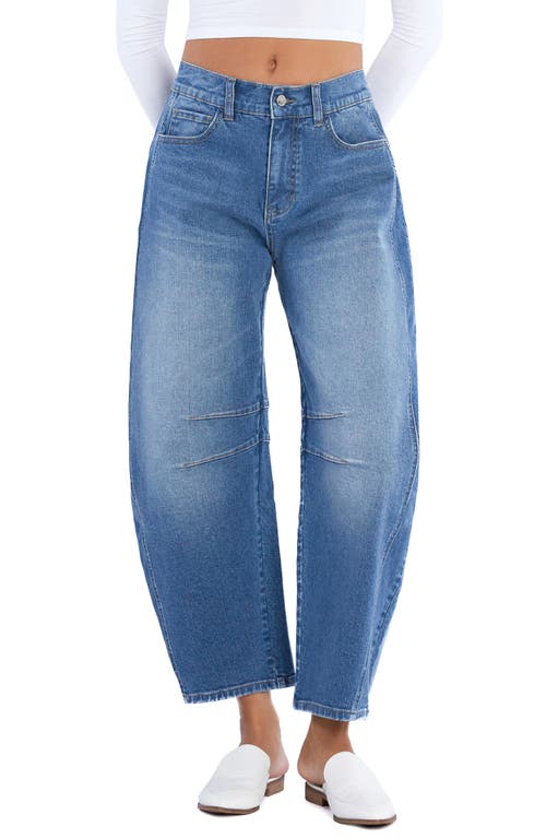 Shop Wash Lab Denim Crop High Waist Barrel Leg Jeans In Good Blue