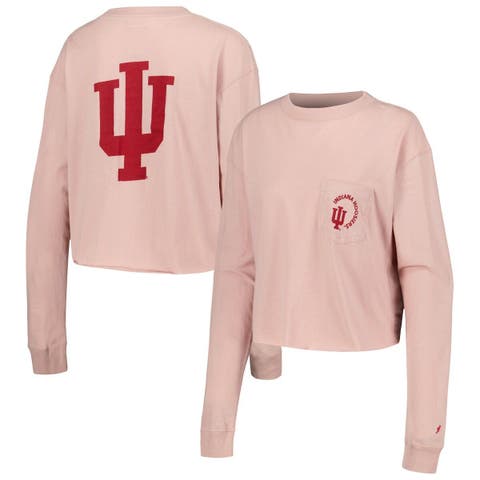Women's League Collegiate Wear Light Pink Indiana Hoosiers Clothesline Midi Long Sleeve Cropped T-Shirt