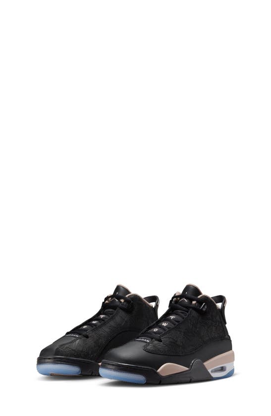Nike Kids' Air Jordan Dub Zero Sneaker In Black/ Fossil Stone/ White