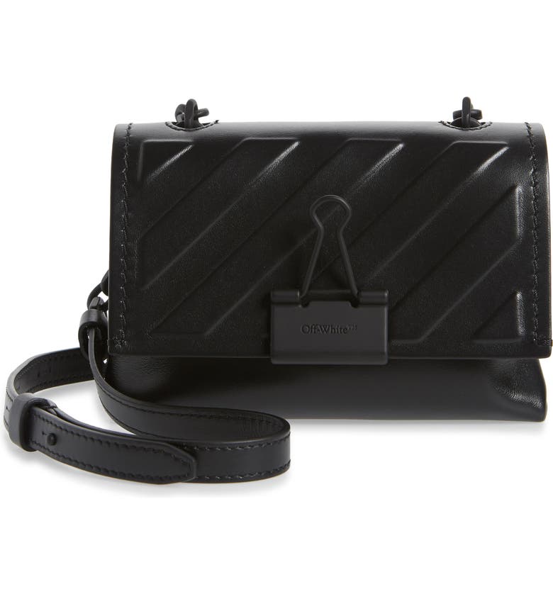 Off-White Small Binder Clip Diagonal Embossed Leather Crossbody Bag | Nordstrom